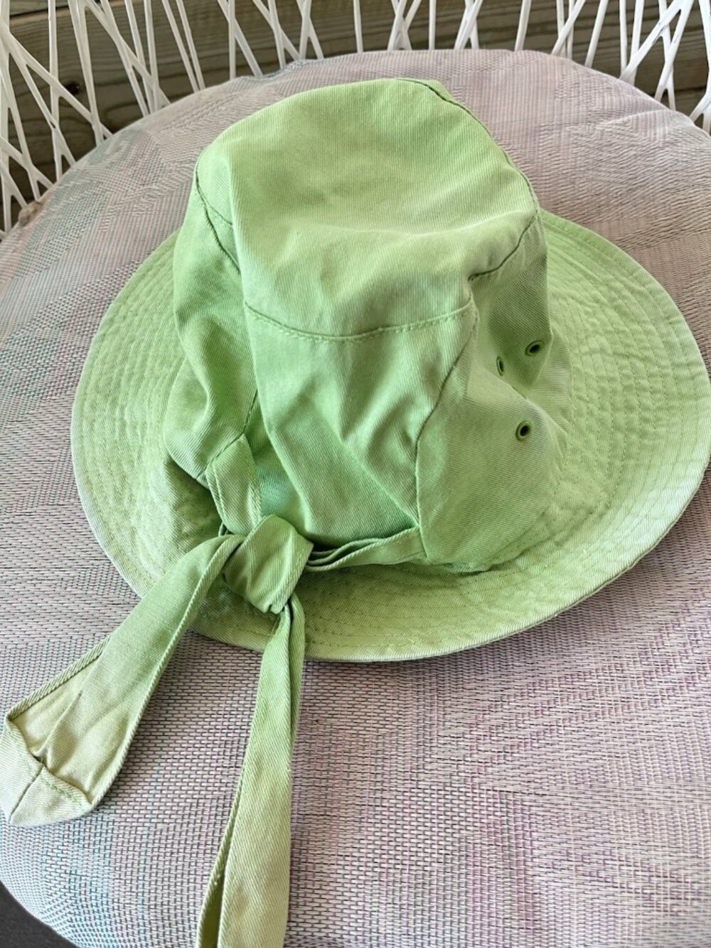 Betmar New York Green Cotton Sun Hat Floppy Wide Brim Tie Back Bucket Beach OS